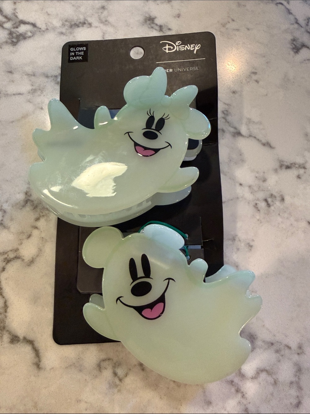 Disney Glow Ghost Hair Claw Clips - Mint Green and Pink Accents